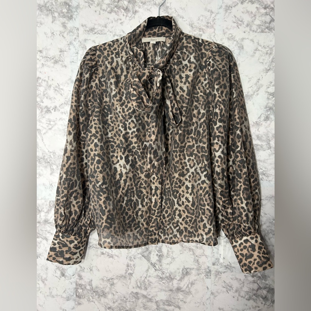 LOFT Animal Print Blouse - Brown and Black.  55